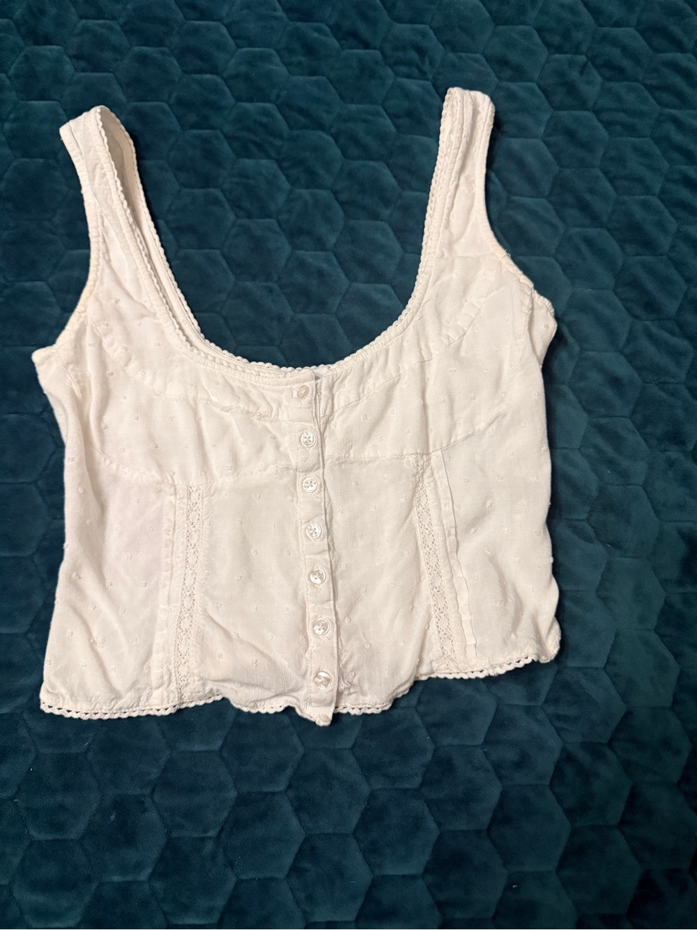 Princess Polly White Eyelet Button-Front Camisole Lace Delicate Summer Top 4